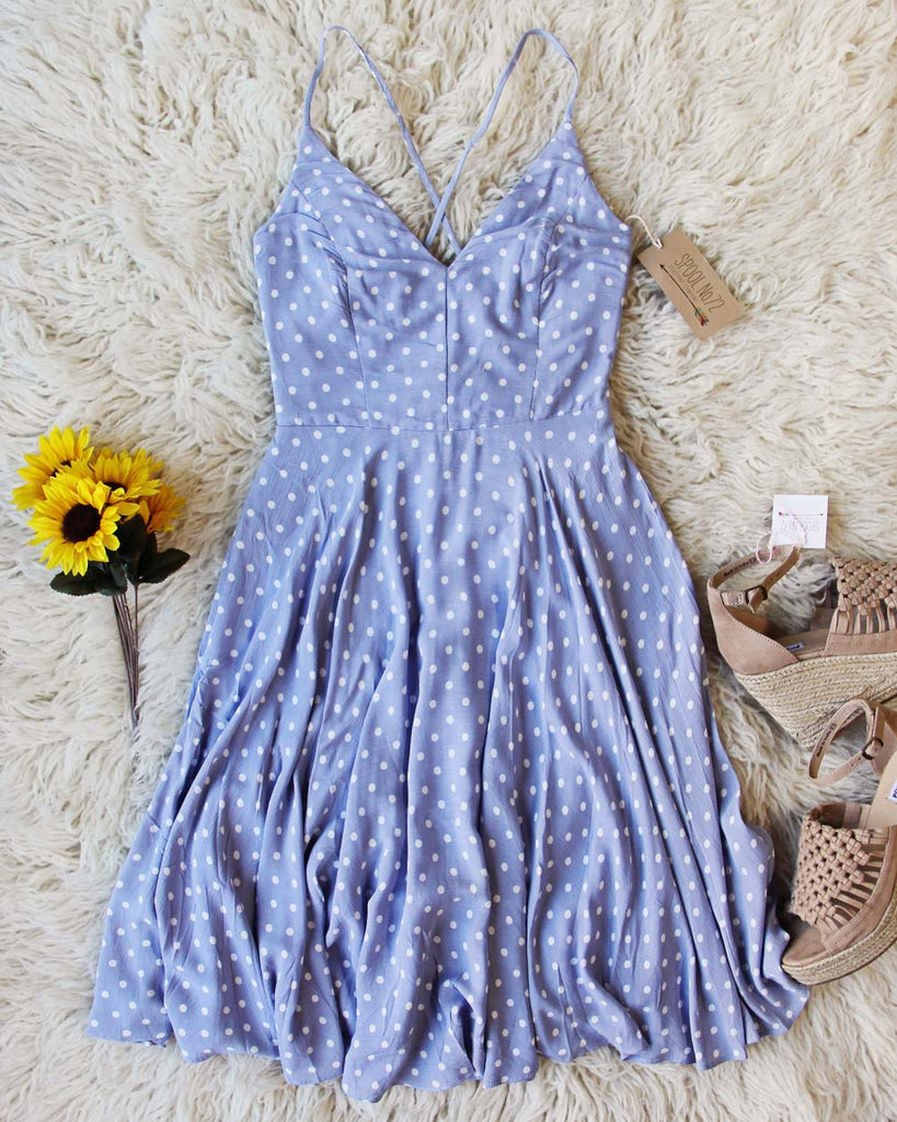 Sunflower Dress in Blue, Sweet Polka ...
